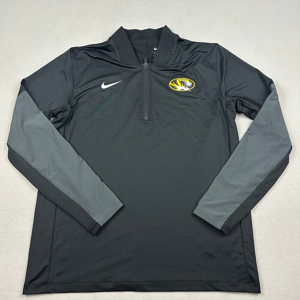 Missouri Tigers Jacket Men Large Black Solid Nike 1/4 Zip Pullover NCAA L